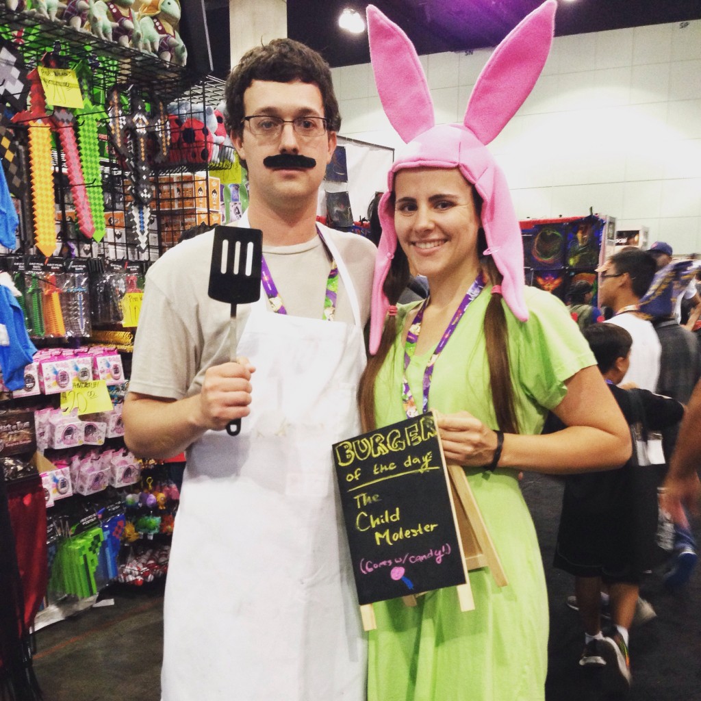 Couple dressed up as Bob and Louise from Bob's Burgers